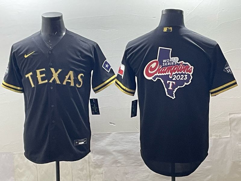 Men 2025 Texas Rangers Blank Black Game Nike MLB Jersey style 04
